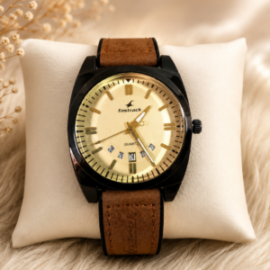 Elegant Fastrack Gold Dial Rubber & Leather Strap Watch for Men